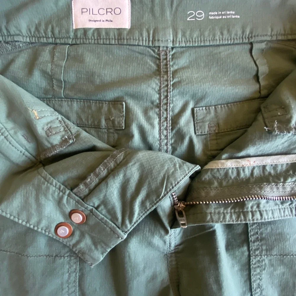 Pilcro Anthropologie Women's Green Utility Cargo Pants High Rise Tapered Size 29 - Picture 5 of 8